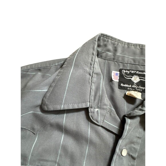 VTG Flying R Ranchwear Western Shirt Mens L Gray Striped Pearl Snap USA made - Picture 6 of 13